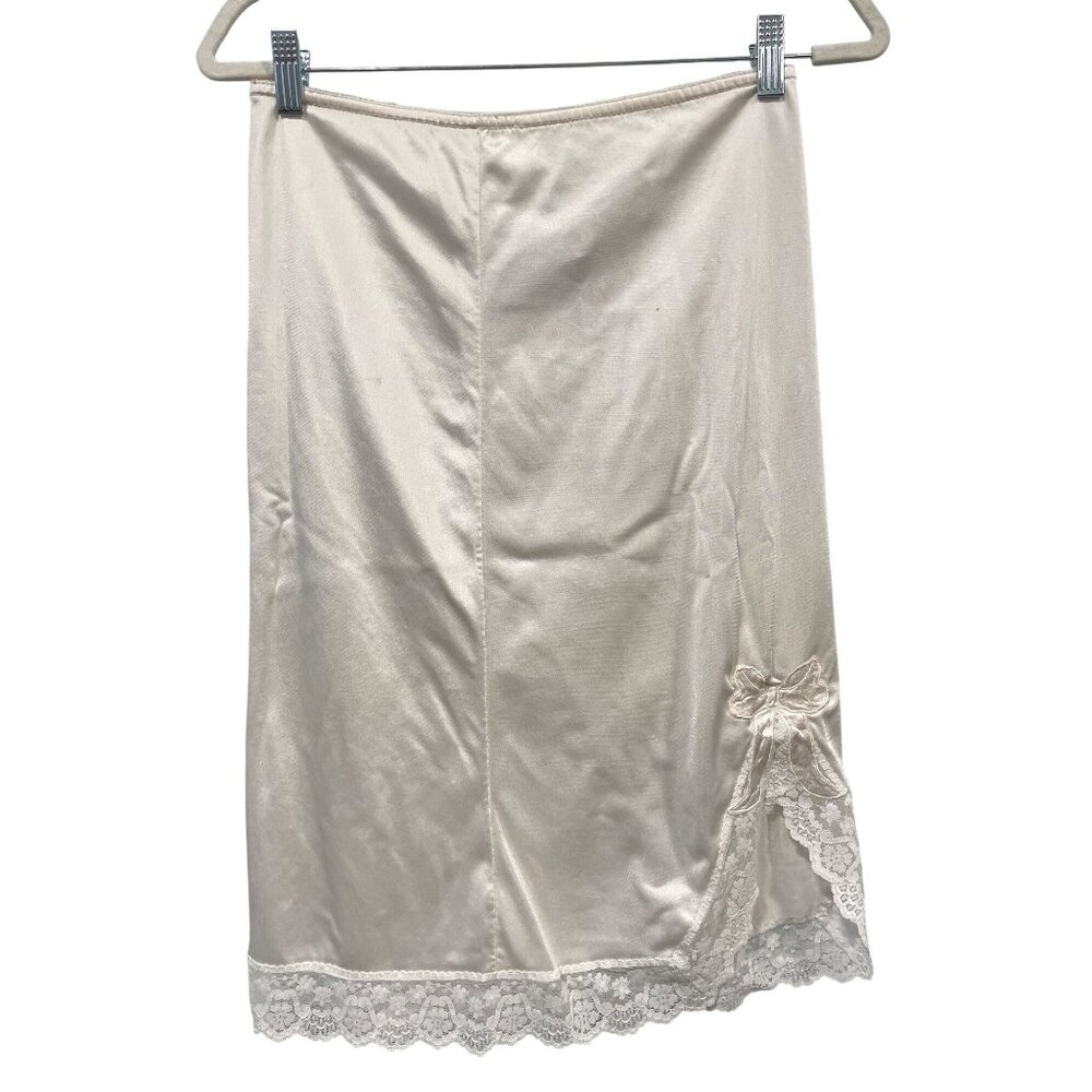 Vintage Ashley Taylor Half Slip Size Small Lace Hem Bow Detail White Intimate
